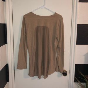 Silk back tan long sleeve shirt